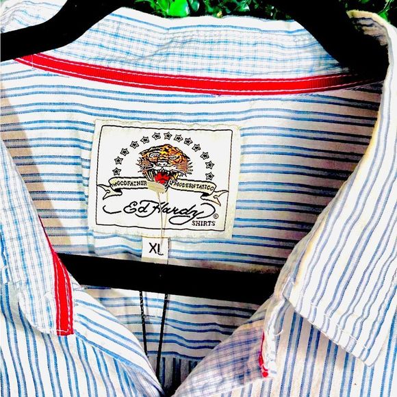 XL Men’s Ed Hardy/Christian Audiger Long Sleeve Oxford Deep Sea Peacemaker - Picture 4 of 5